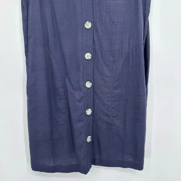 Splendid Linen Blend Button Front Shift Dress Blue Sleeveless M Lightweight - Picture 5 of 12